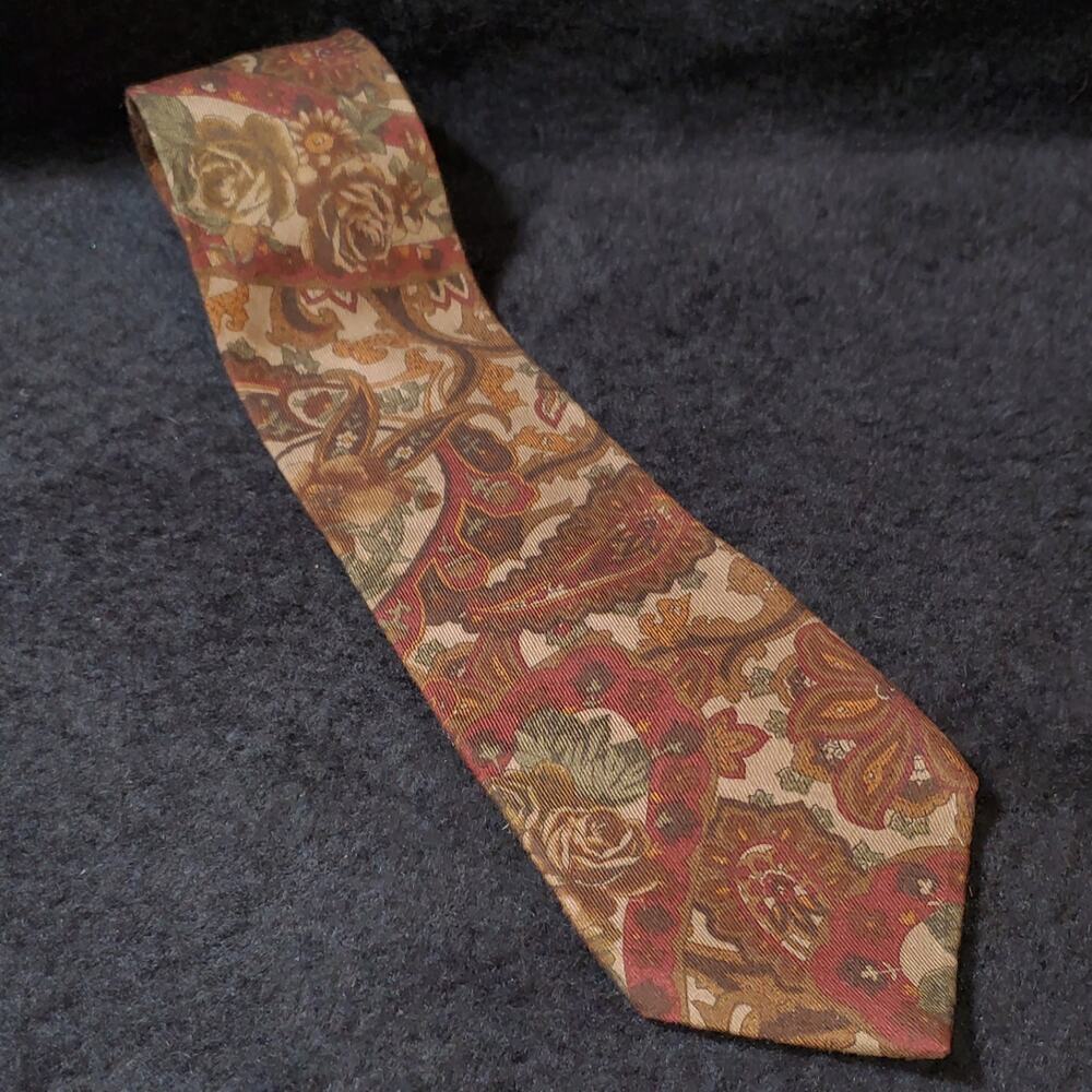 Generra Paisley Brown & Burgundy Wool Blend Rayon Men's Neck Tie